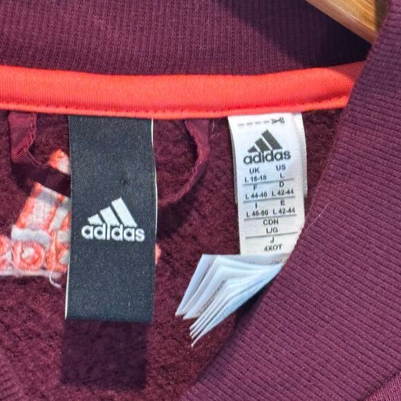 Adidas Maroon Snap Front Varsity Letter Jacket - size Large - Picture 4 of 5